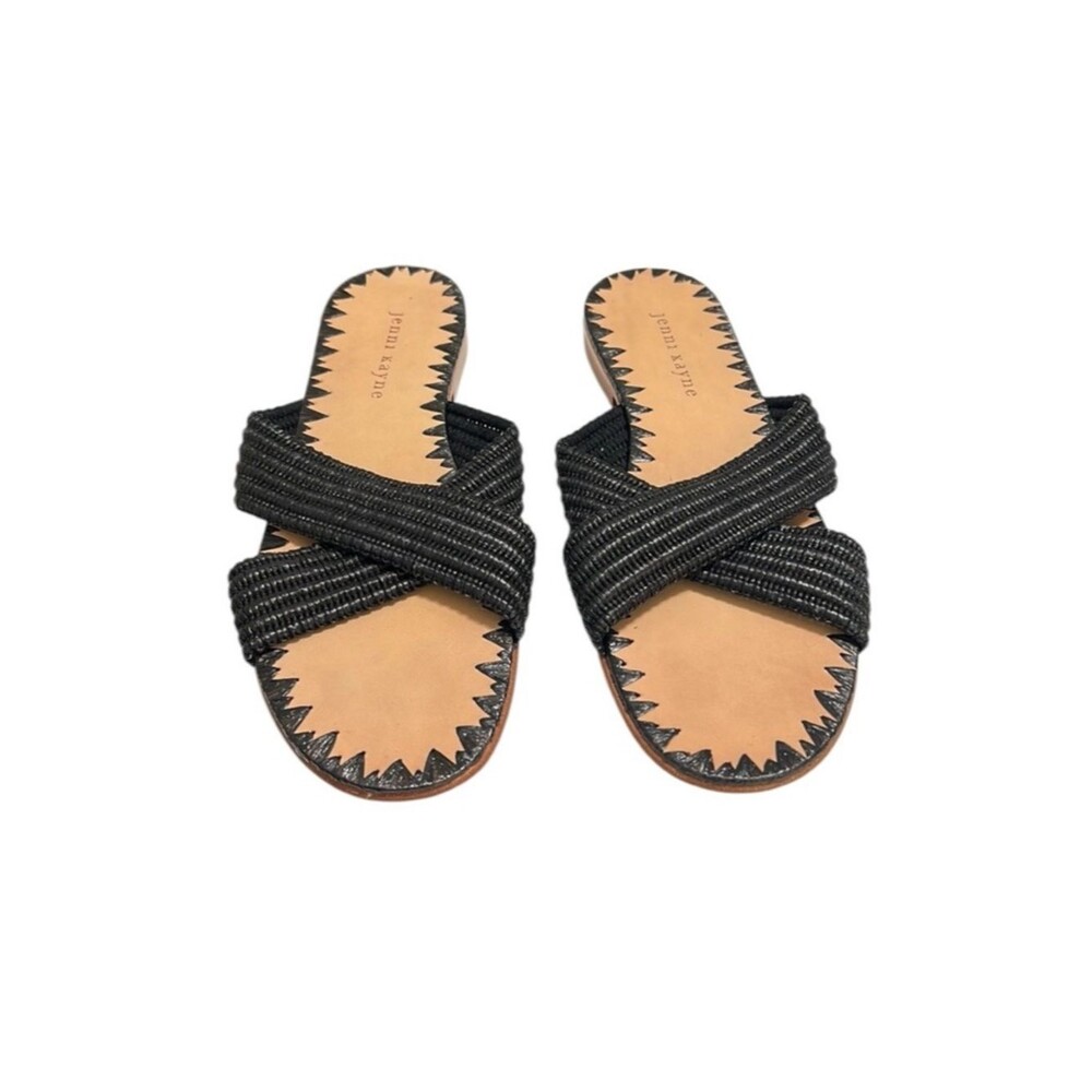 Jenni Kayne Raffia Sandals Black Size 39